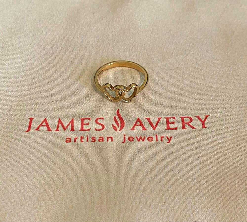 James Avery 14k Yellow Gold Two Hearts Together Ring Size 7